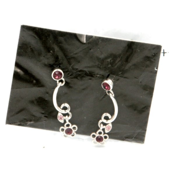 Purple & Silver Dangle Earrings - Picture 2 of 2